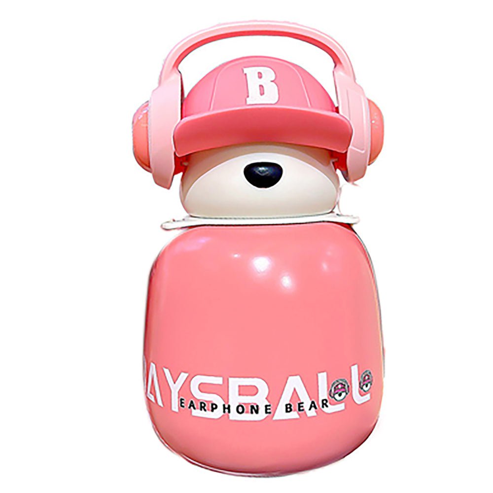 Pink Baseball Bear Kids Water Bottle, 460ml - Little Surprise BoxPink Baseball Bear Kids Water Bottle, 460ml