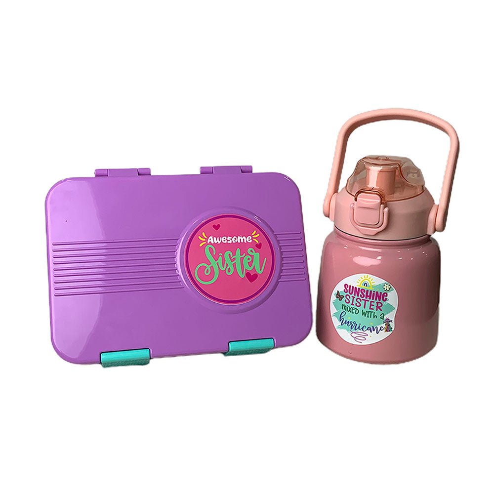 Pink Bento Box & Belly Water Bottle Combo Rakhi Gift for Sister - Little Surprise BoxPink Bento Box & Belly Water Bottle Combo Rakhi Gift for Sister