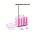 Pink Bold Stripes Insulated Lunchbag & Ergonomic School Backpack for Kids - Little Surprise BoxPink Bold Stripes Insulated Lunchbag & Ergonomic School Backpack for Kids