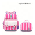 Pink Bold Stripes Insulated Lunchbag & Ergonomic School Backpack for Kids - Little Surprise BoxPink Bold Stripes Insulated Lunchbag & Ergonomic School Backpack for Kids