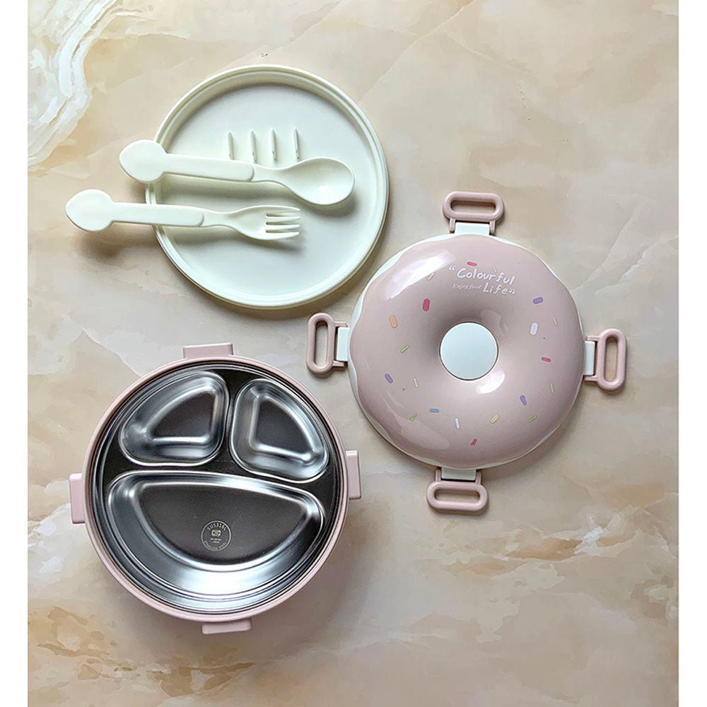 Pink Donut Medium Size, Stainless Steel Lunch Box, 300ml - Little Surprise BoxPink Donut Medium Size, Stainless Steel Lunch Box, 300ml