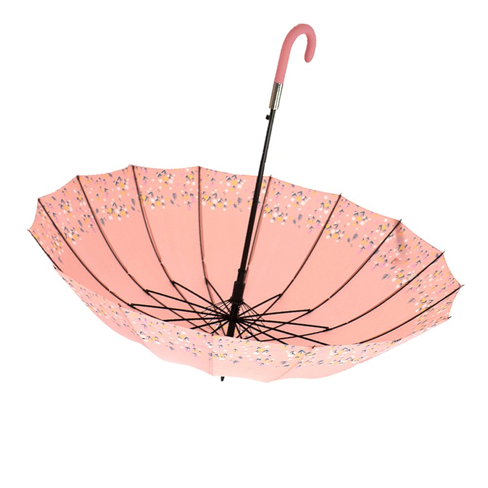 Pink Floral border Style Umbrella for Teens and Adults - Little Surprise BoxPink Floral border Style Umbrella for Teens and Adults