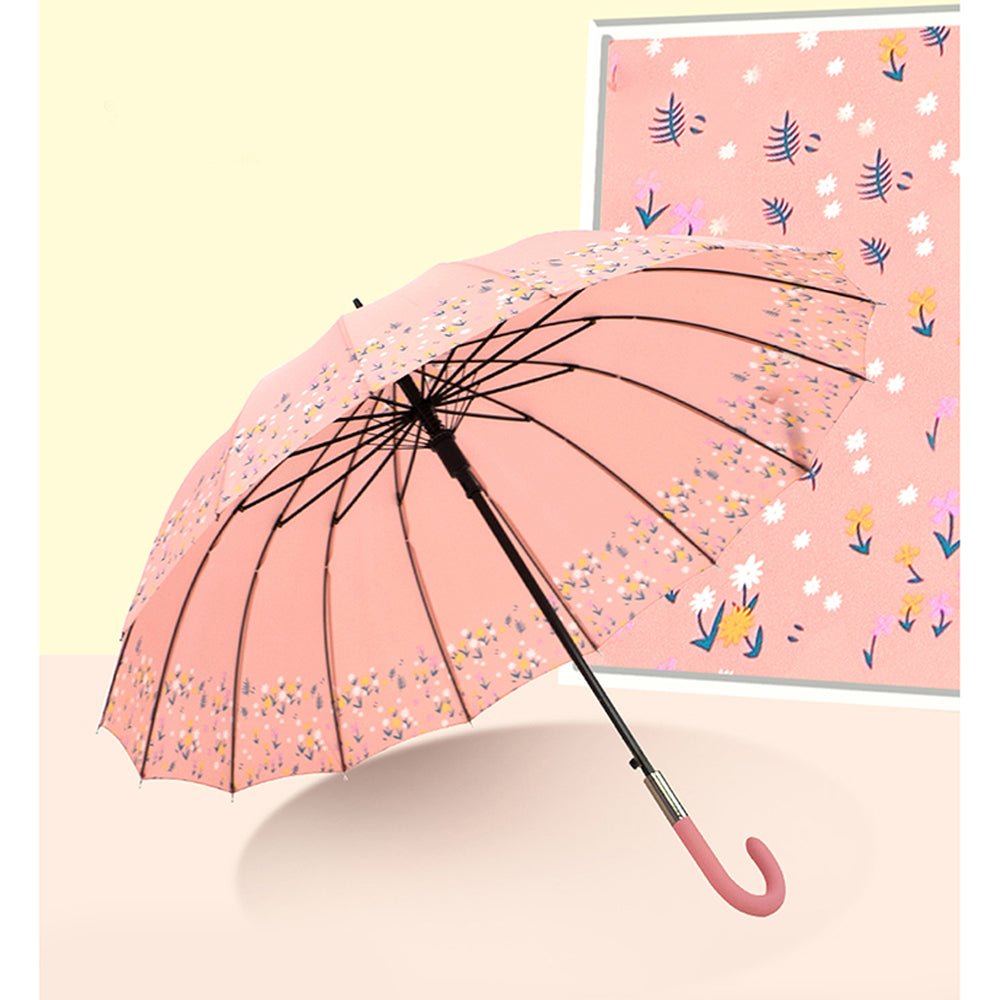 Pink Floral border Style Umbrella for Teens and Adults - Little Surprise BoxPink Floral border Style Umbrella for Teens and Adults