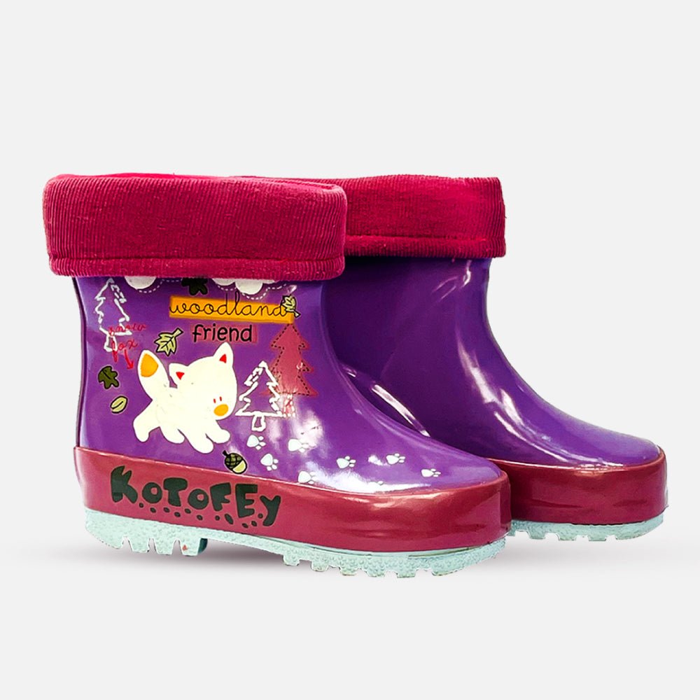 Pink Fox Flexible Rubber Rain Gumboots for Toddlers and Kids - Little Surprise BoxPink Fox Flexible Rubber Rain Gumboots for Toddlers and Kids