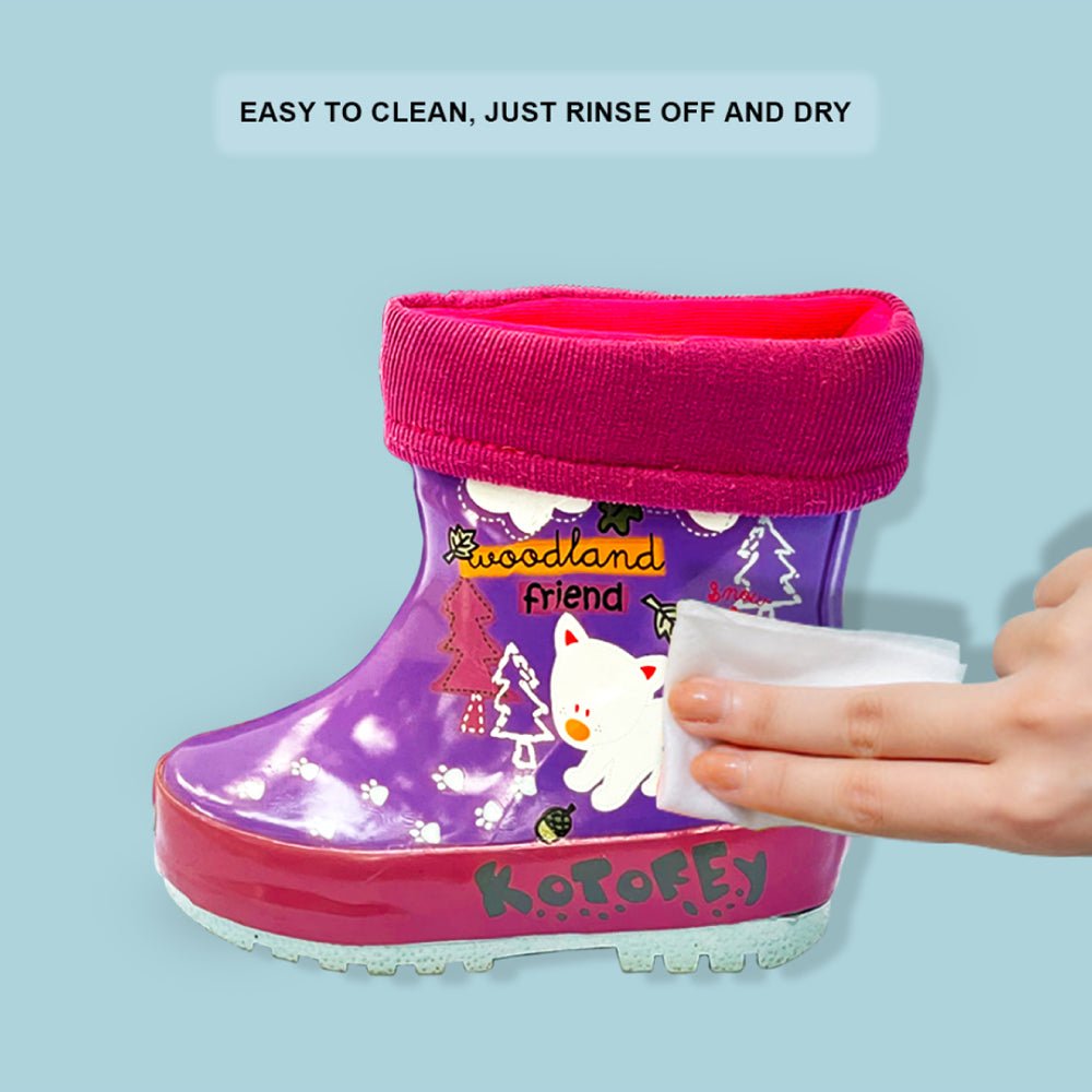 Pink Fox Flexible Rubber Rain Gumboots for Toddlers and Kids - Little Surprise BoxPink Fox Flexible Rubber Rain Gumboots for Toddlers and Kids