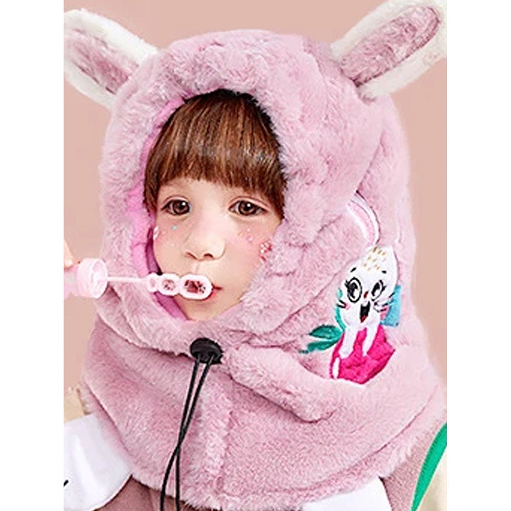 Pink Fur Rabbit theme Winter Cap covering Mouth, Neck and Head - Little Surprise BoxPink Fur Rabbit theme Winter Cap covering Mouth, Neck and Head