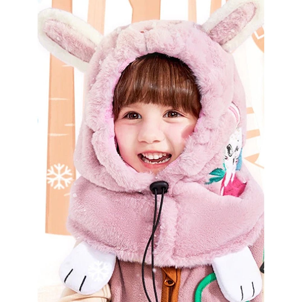 Pink Fur Rabbit theme Winter Cap covering Mouth, Neck and Head - Little Surprise BoxPink Fur Rabbit theme Winter Cap covering Mouth, Neck and Head