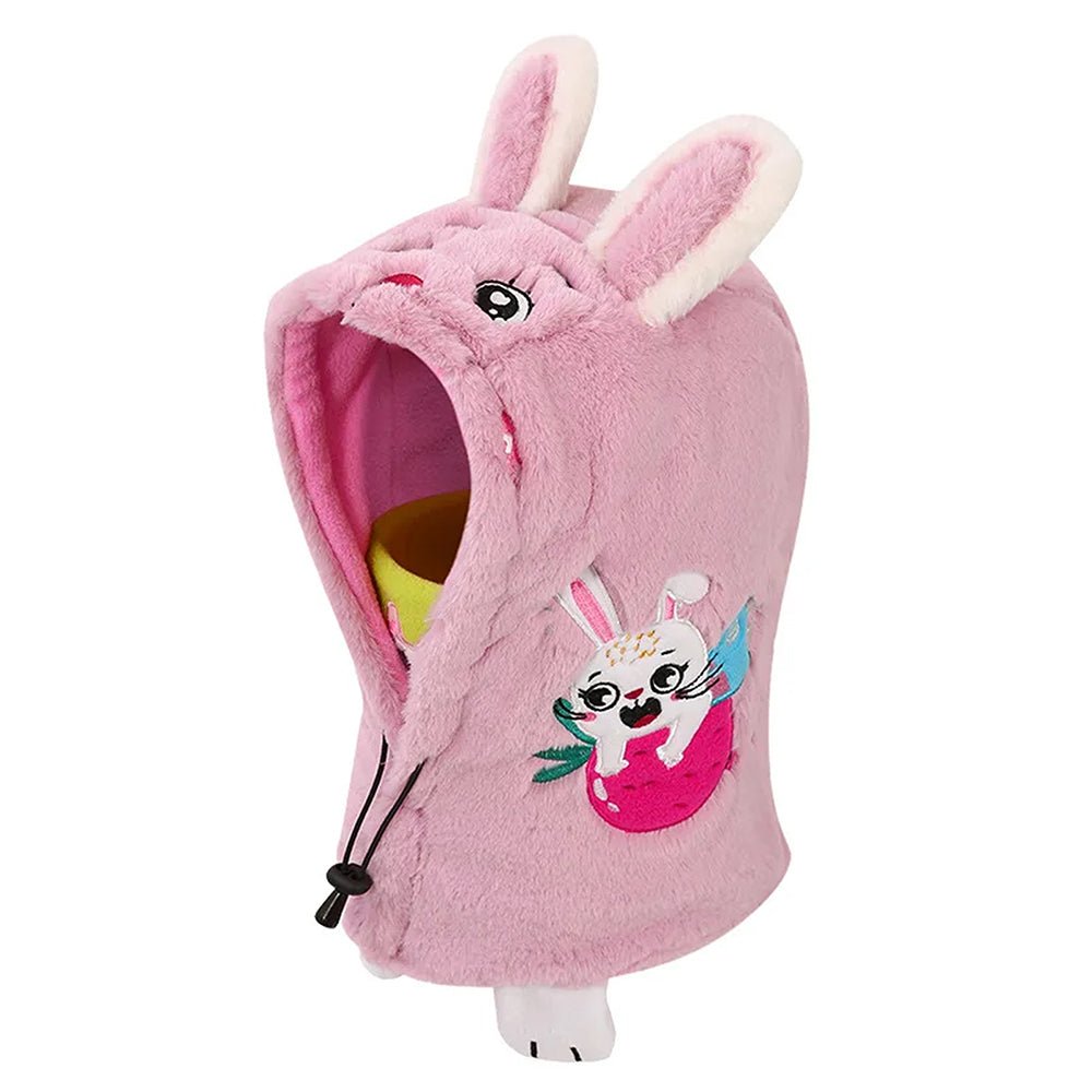 Pink Fur Rabbit theme Winter Cap covering Mouth, Neck and Head - Little Surprise BoxPink Fur Rabbit theme Winter Cap covering Mouth, Neck and Head