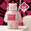 Pink Happy Ted Stainless Steel water Bottle for Kids, 450ml - Little Surprise BoxPink Happy Ted Stainless Steel water Bottle for Kids, 450ml