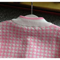 Pink Houndstooth 2 pcs Cardigan & skirt Winterwear set for Girls - Little Surprise BoxPink Houndstooth 2 pcs Cardigan & skirt Winterwear set for Girls