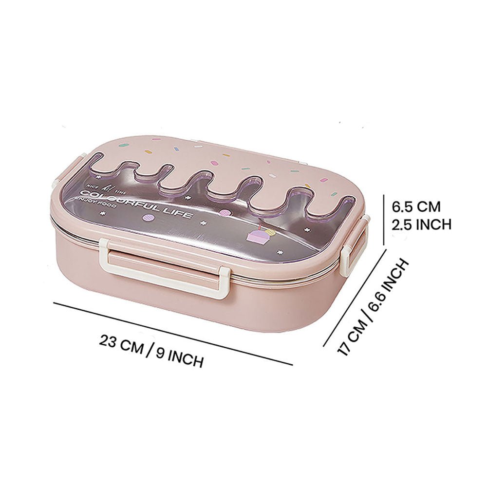 Pink Icecream Drip Big Size Stainless Steel Lunch Box, 1300ml - Little Surprise BoxPink Icecream Drip Big Size Stainless Steel Lunch Box, 1300ml