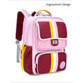 Pink & Maroon 3 stripes Ergonomic School Backpack for Kids. - Little Surprise BoxPink & Maroon 3 stripes Ergonomic School Backpack for Kids.