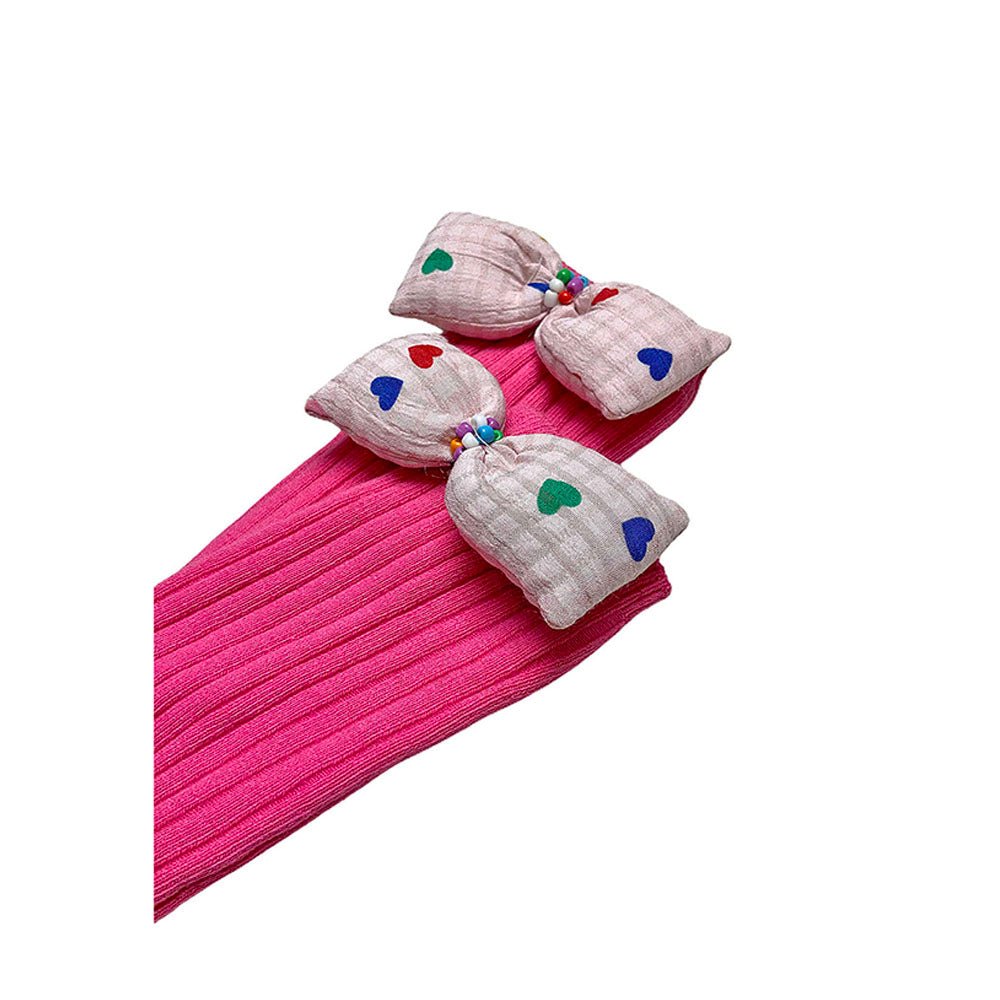 Pink Mini Hearts 3d Bow Socks for Kids - Little Surprise BoxPink Mini Hearts 3d Bow Socks for Kids