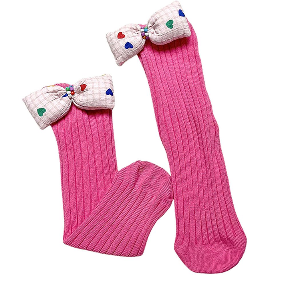 Pink Mini Hearts 3d Bow Socks for Kids - Little Surprise BoxPink Mini Hearts 3d Bow Socks for Kids
