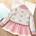 Pink & Occur Pleated Bow 2 pcs top & Skirt Winterwear set for Girls - Little Surprise BoxPink & Occur Pleated Bow 2 pcs top & Skirt Winterwear set for Girls