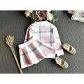 Pink Plaid Peter Pan collar 2 pcs sweatshirt & Skirt Winterwear set for Girls - Little Surprise BoxPink Plaid Peter Pan collar 2 pcs sweatshirt & Skirt Winterwear set for Girls