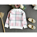 Pink Plaid Peter Pan collar 2 pcs sweatshirt & Skirt Winterwear set for Girls - Little Surprise BoxPink Plaid Peter Pan collar 2 pcs sweatshirt & Skirt Winterwear set for Girls