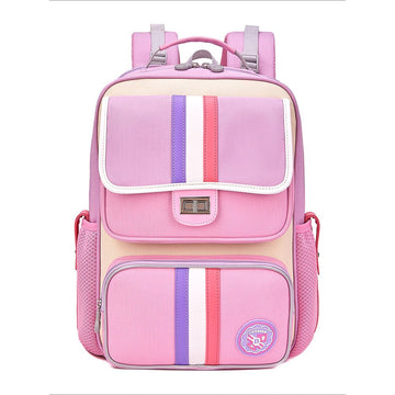 Pink &Purple 3 stripes Ergonomic School Backpack for Kids - Little Surprise BoxPink &Purple 3 stripes Ergonomic School Backpack for Kids