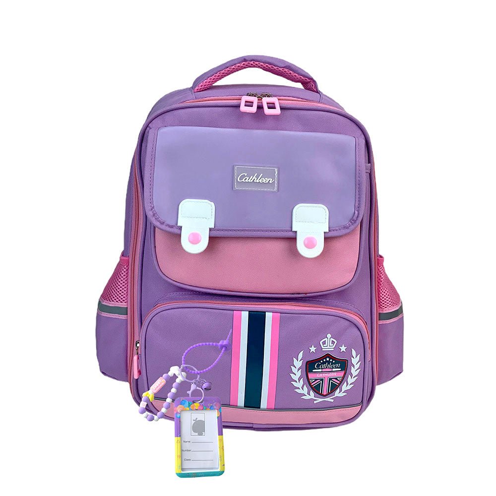 Pink & Purple Crest Design School Backpack for Kids - Little Surprise BoxPink & Purple Crest Design School Backpack for Kids