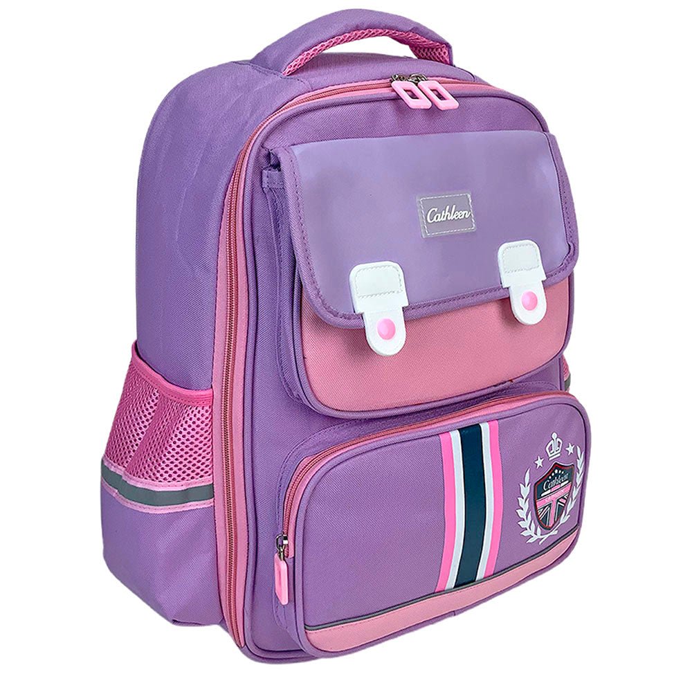 Pink & Purple Crest Design School Backpack for Kids - Little Surprise BoxPink & Purple Crest Design School Backpack for Kids