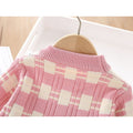 Pink & White Checkered Pull over style 2 pcs top & Skirt Winterwear set for Girls - Little Surprise BoxPink & White Checkered Pull over style 2 pcs top & Skirt Winterwear set for Girls