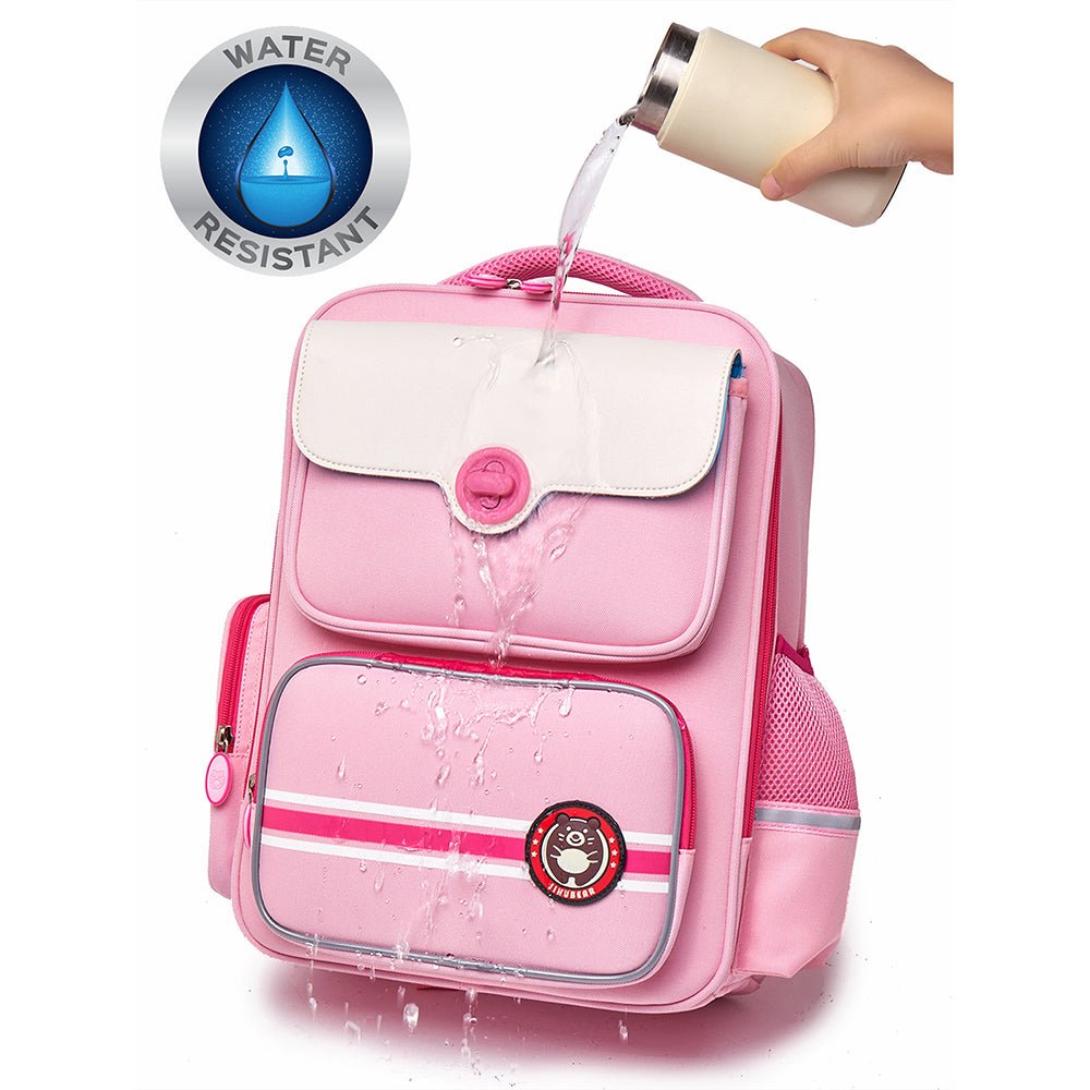 Pink with White Flap Ergonomic Anti gravity Shock absorption School Backpack for Kids - Little Surprise BoxPink with White Flap Ergonomic Anti gravity Shock absorption School Backpack for Kids