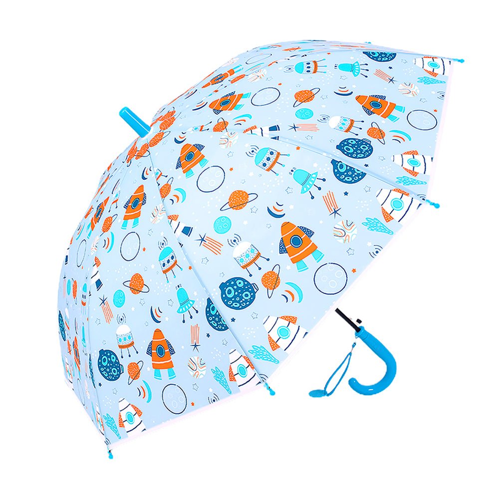 Planet Space theme Blue & Orange Umbrella for Kids - Little Surprise BoxPlanet Space theme Blue & Orange Umbrella for Kids