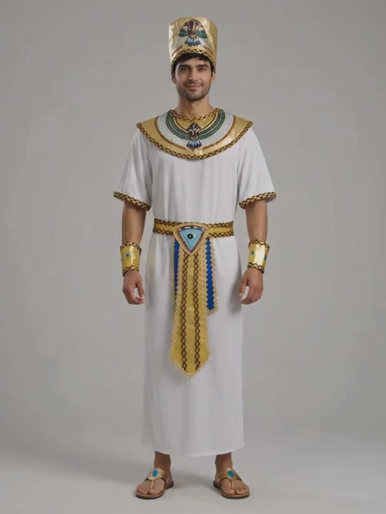 White Egyptian Pharaoh King Adult Halloween Costume Fancy Dress Up