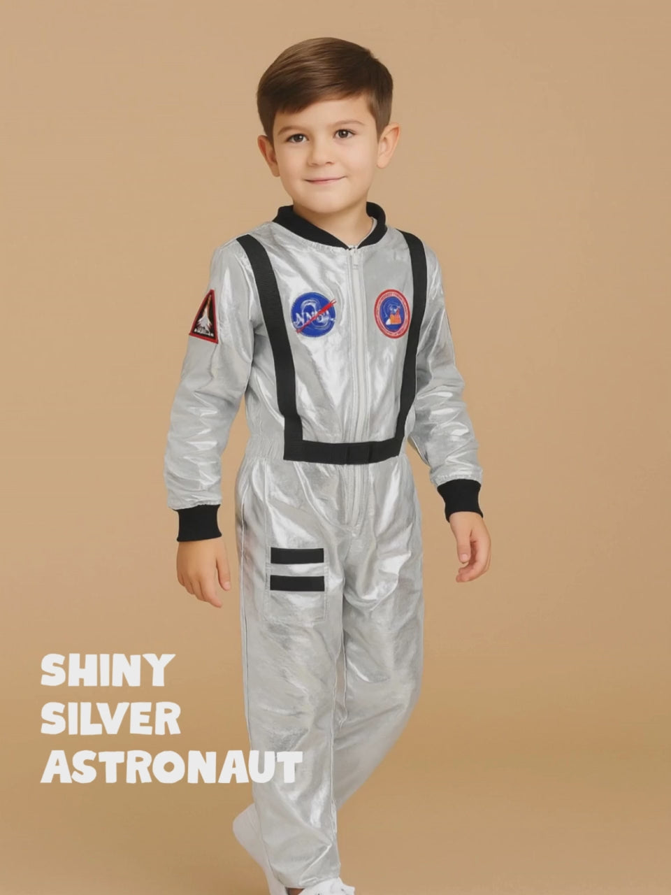 Shiny Silver Astronaut, Halloween Costume Fancy Dress Up