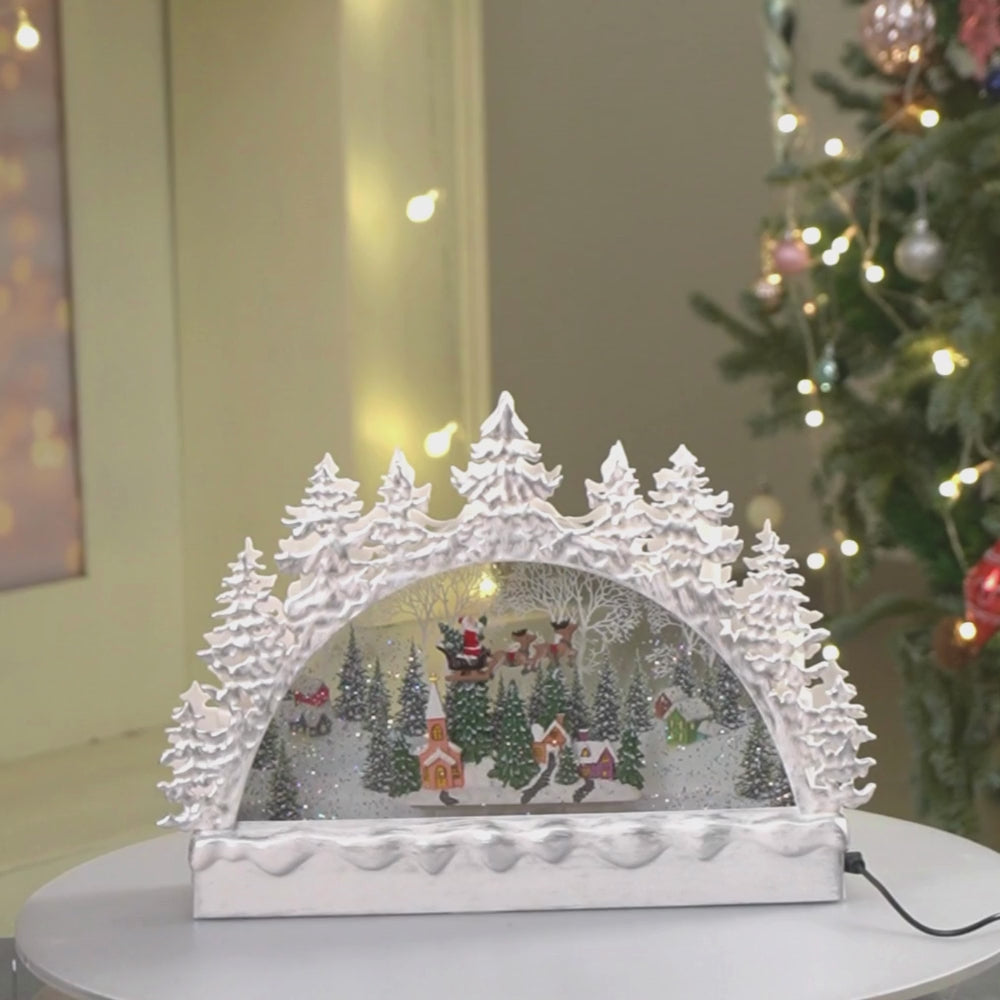 Snow mountain Village with Musical Glitter Water &  Lights, Christmas Home Décor