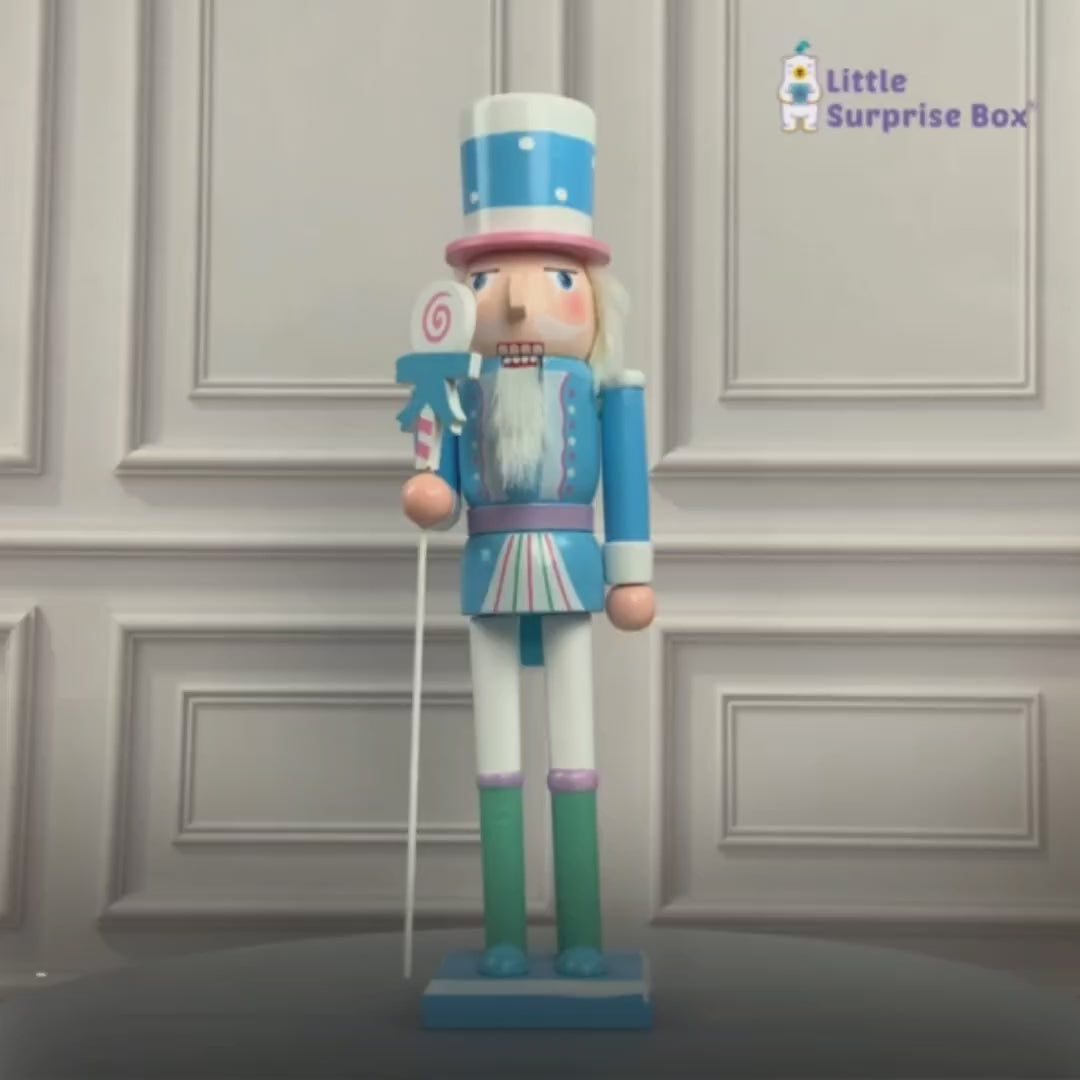 15 inches wooden Pastel Blue Lollipop Nutcracker self standing Christmas Table Decor