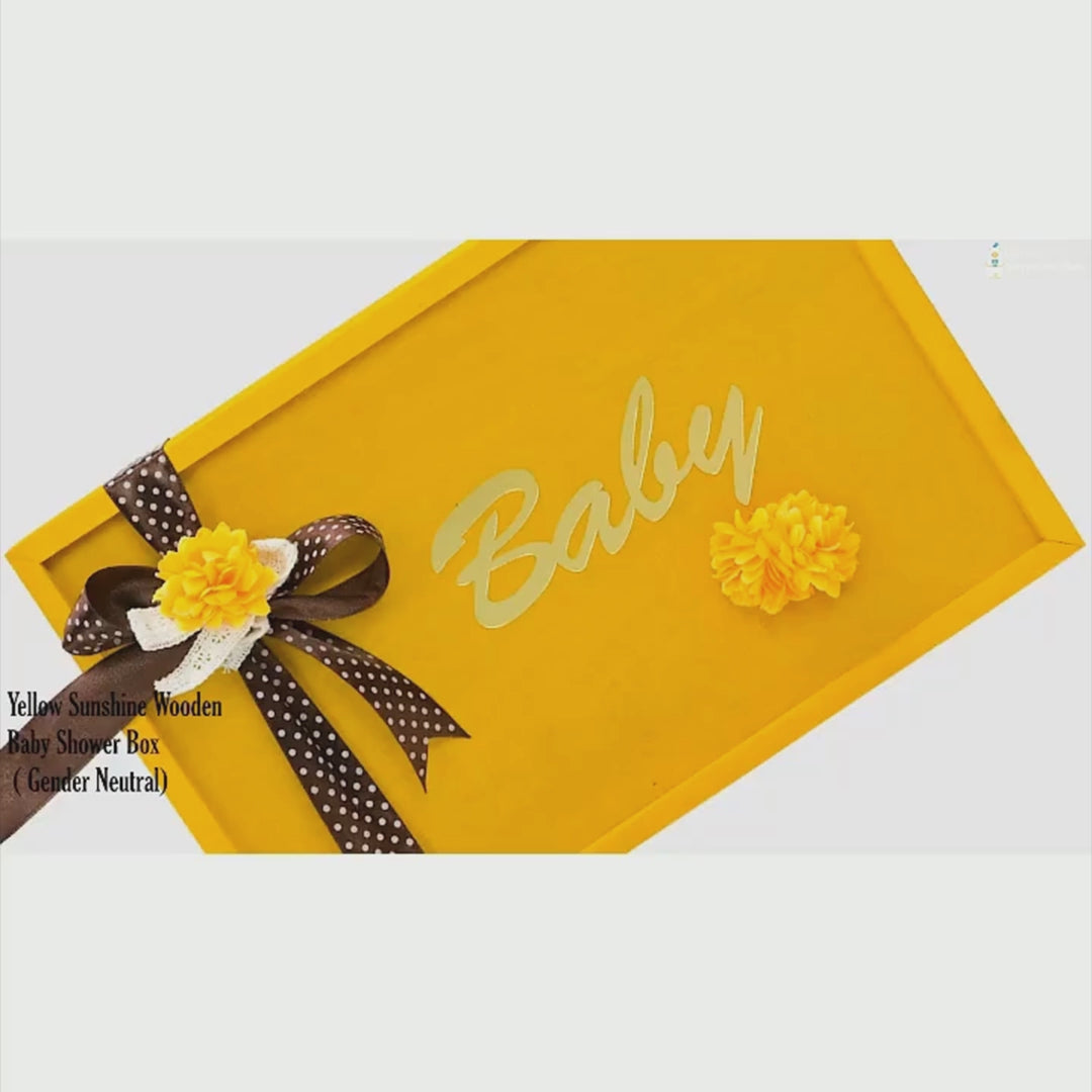 Yellow Sunshine Wooden Baby Shower Box ( Gender Neutral) 0-12 Months