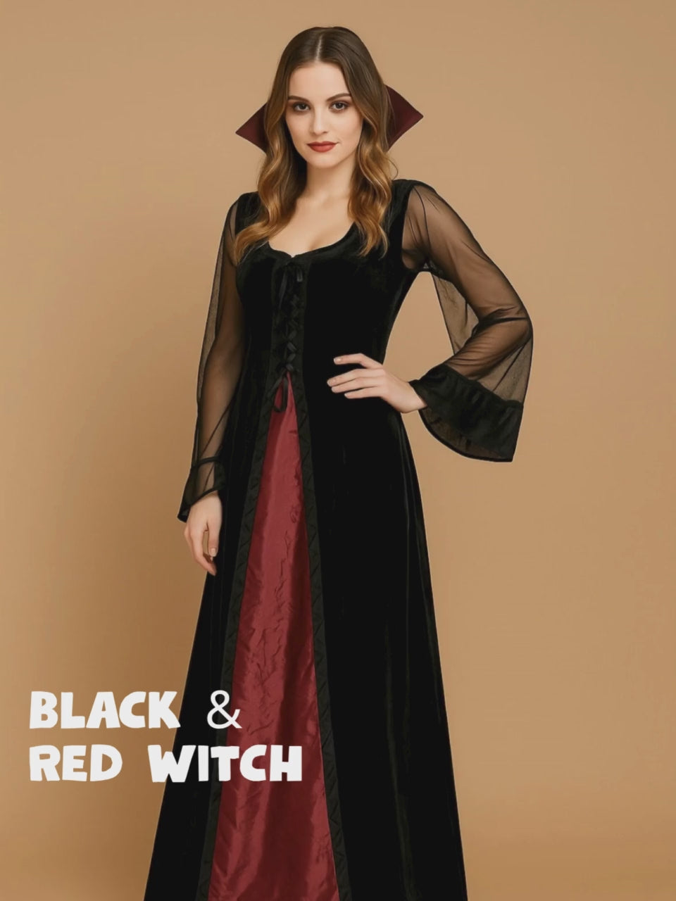 Black & Red Witch Adult Costume Fancy Dress Up