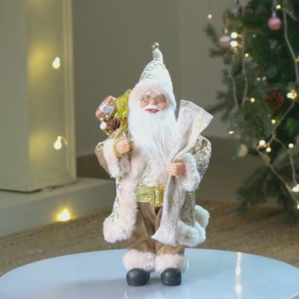 12 inches Gold Lace Robe Santa , Christmas Home and Table Décor