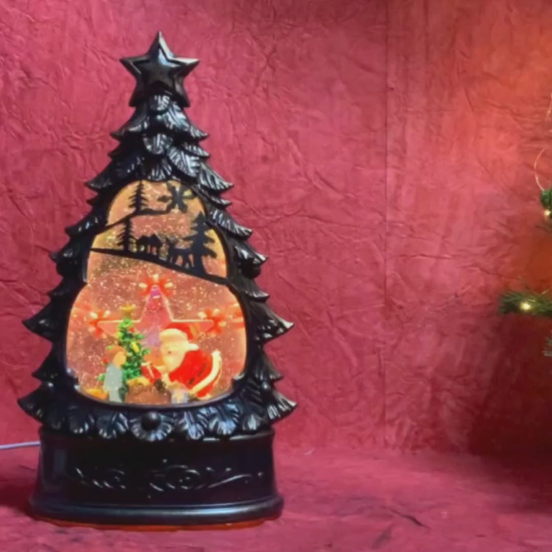 Santa's Christmas Tree Musical Glitter Water Light, Christmas  Snow Globe