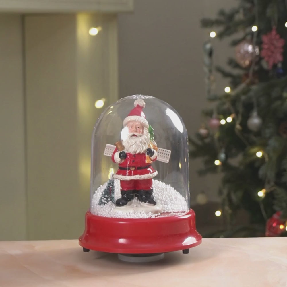 Lucky Sack& Bell Santa , Musical Snow Globe Dome Christmas Décor and Decoration.