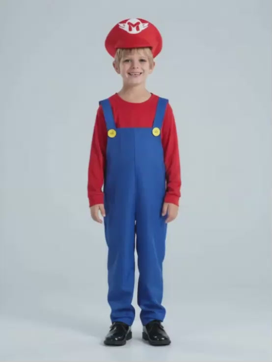 Junior Super Brothers, Plumber Kids Halloween Costume Fancy Dress Up
