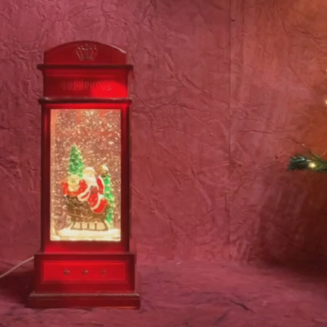 London booth Santa Sledge Musical Glitter Light Water Magical Christmas Snow Globe