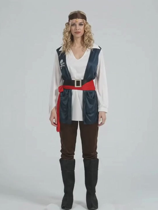 Green Coat Pirate Adult Halloween Costume Fancy Dress Up