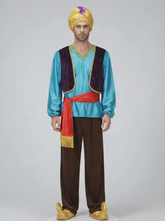 Aladdin Blue and Brown Adults Halloween Costume Fancy Dress Up