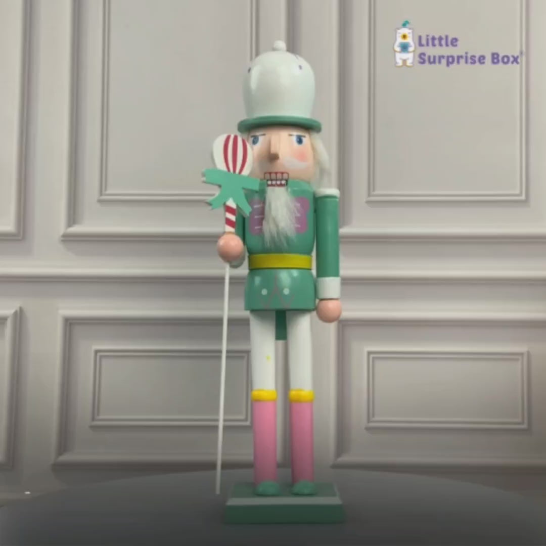 15 inches wooden Pastel Green Balloon Nutcracker self standing Christmas Table Decor