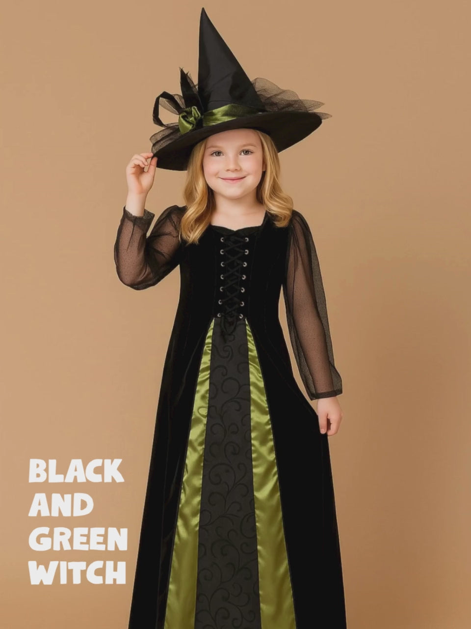 Black and Green Witch , Kids Halloween Costume Fancy Dress Up