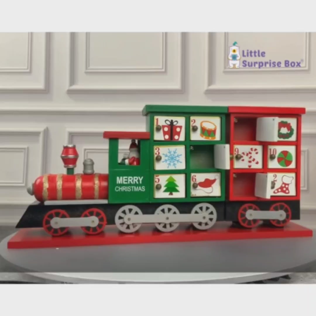 25 days, Wooden Train Shape Advent Calendar for Christmas