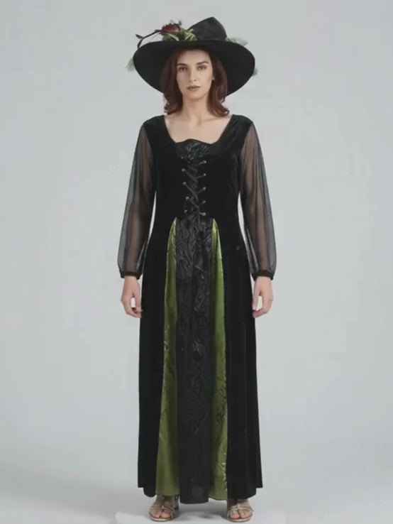 Black & Green Witch Adults Halloween Costume Dress Up
