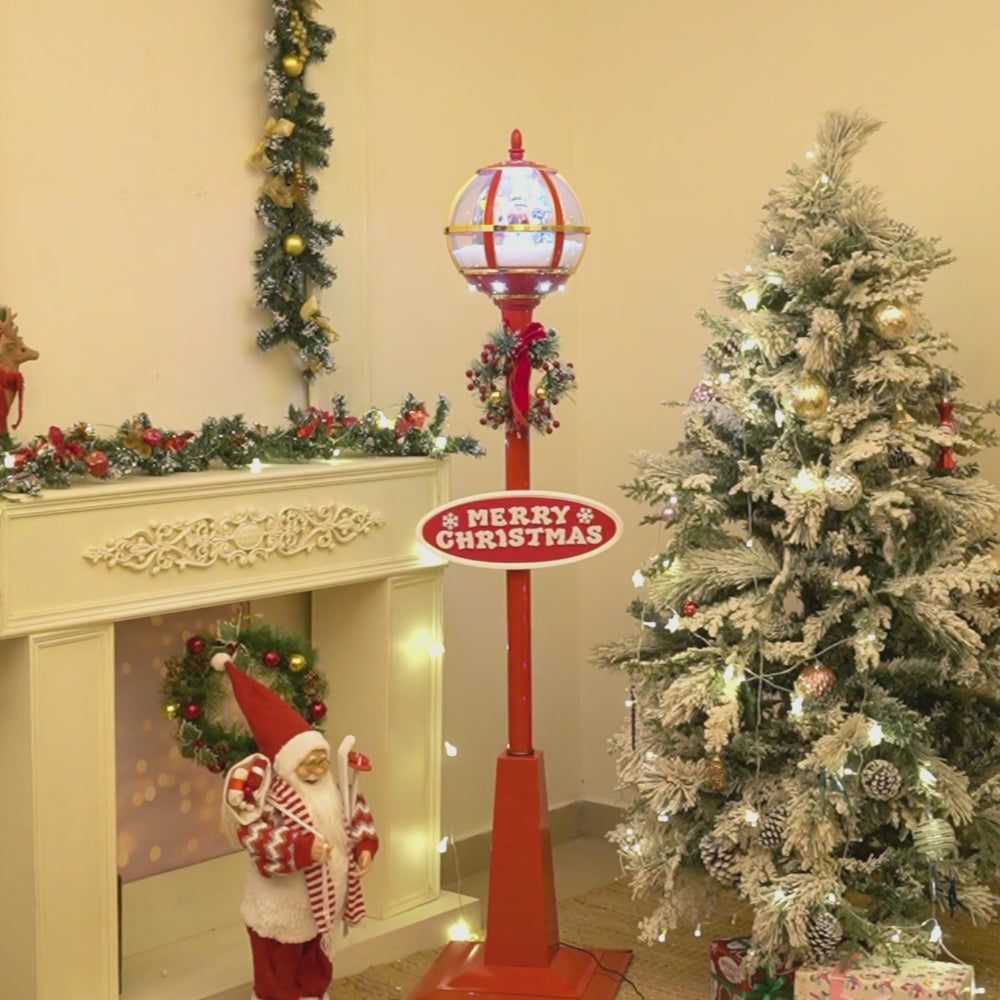 5.7 feet Tall Snowman Snowfall Globe Lamp Post Christmas Décor