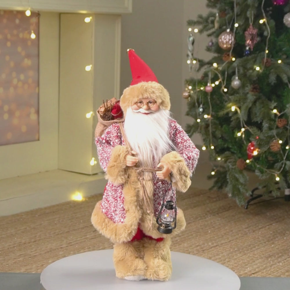 18 inches  Red Tweed Robe Santa , Christmas Home and Table Décor