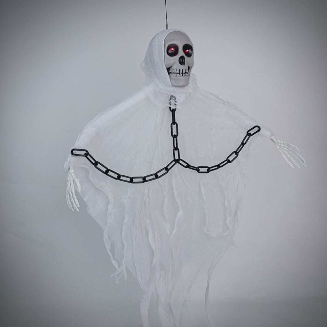 Long Hanging Monochrome skeleton, White