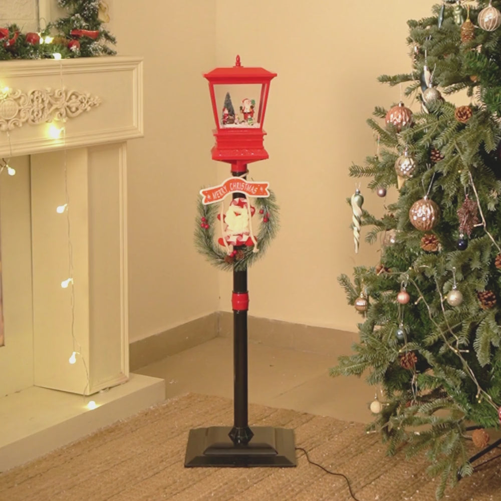 3.5 feet Santa with Kids Snowfall Lamp Post Christmas Decor