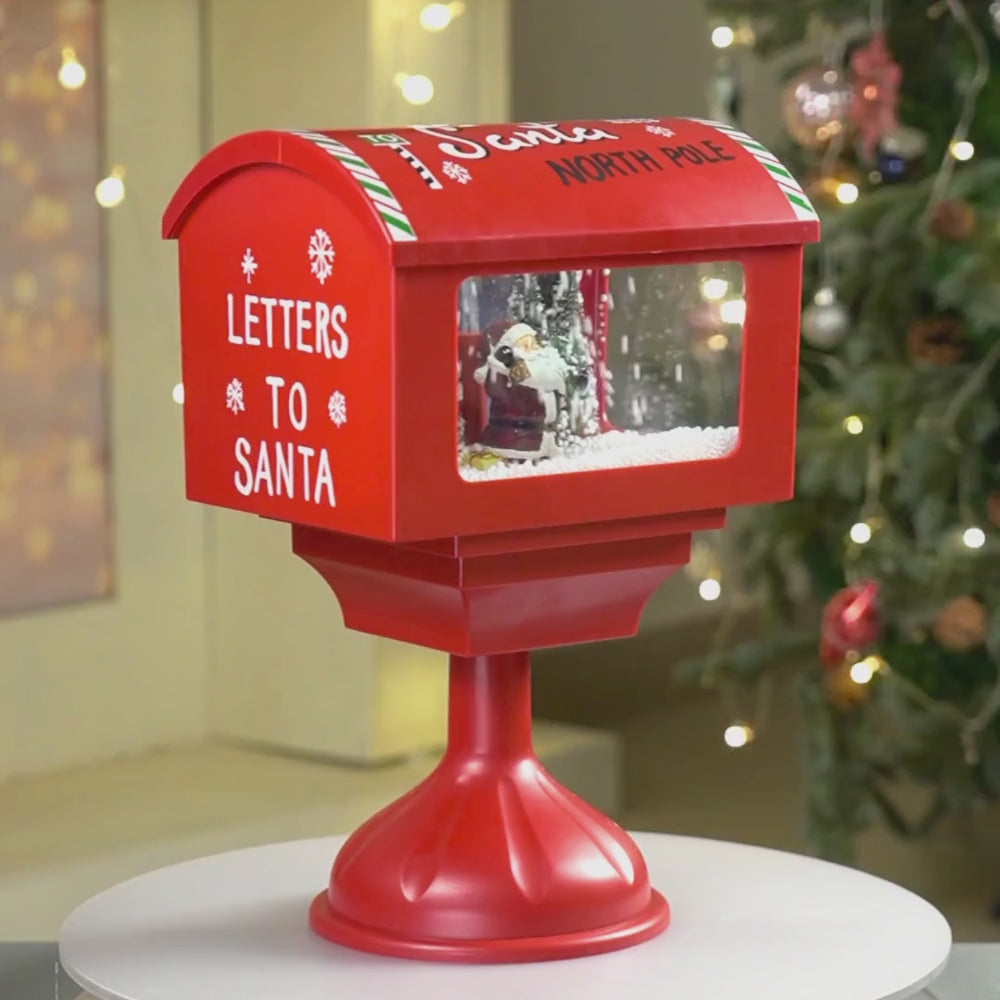 North Pole Mailbox Snowglobe with Light,Muisc and Snowfall.