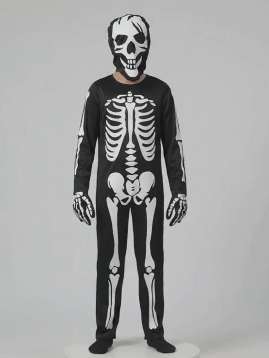 Black White Luminious Glow in Dark Skeleton Kids Halloween Costume